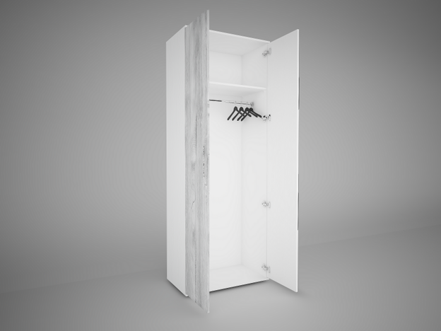 Шкаф 2-х створчатый с 2 зеркалами Соренто Белый-МДФ Рамбла ШхВхГ 800х2132х450 мм