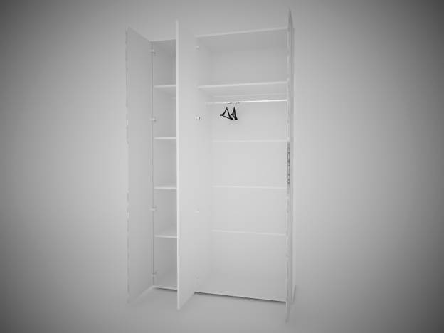 Шкаф 3-х створчатый с 2 зеркалами Соренто Белый-МДФ Рамбла ШхВхГ 1200х2132х450 мм