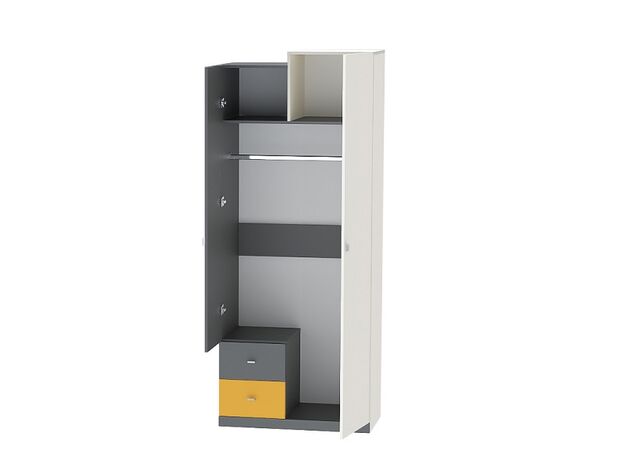 Шкаф 2-х дверный с ящиками Клео ШК-1 графит-миндаль-солнечный
